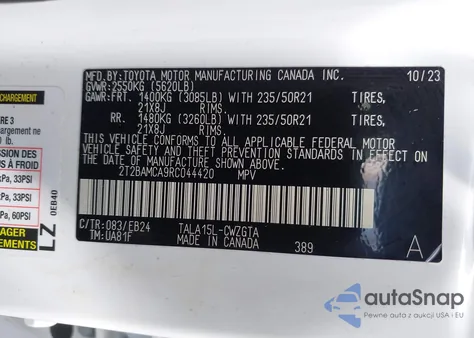 2024 Lexus Rx 350 F Sport Handling из США, поврежденный, VIN 2T2BAMCA9RC044420